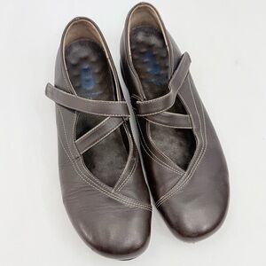 Wolky PASSION Divine Series Cafe Brown Leather Z Strap Mary Jane Walking Shoes